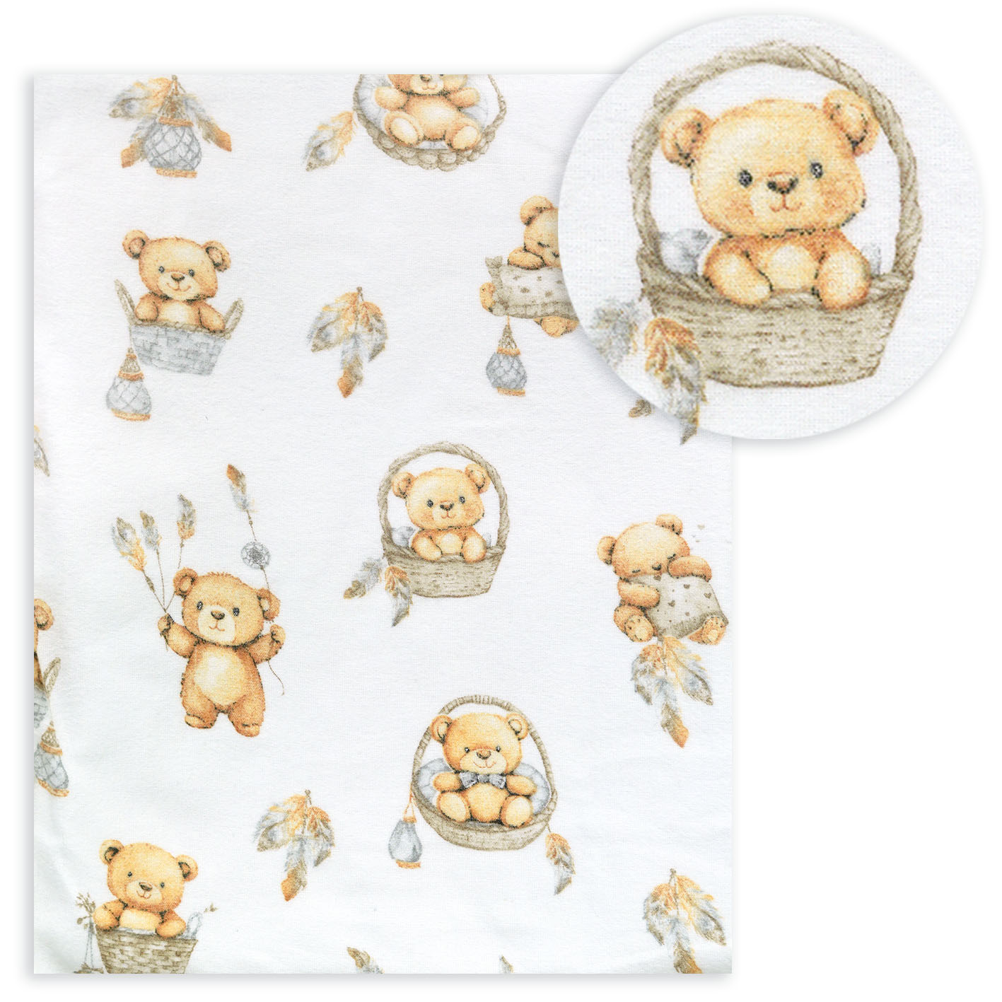 Pieluchocerata flanelowa miś w koszyku